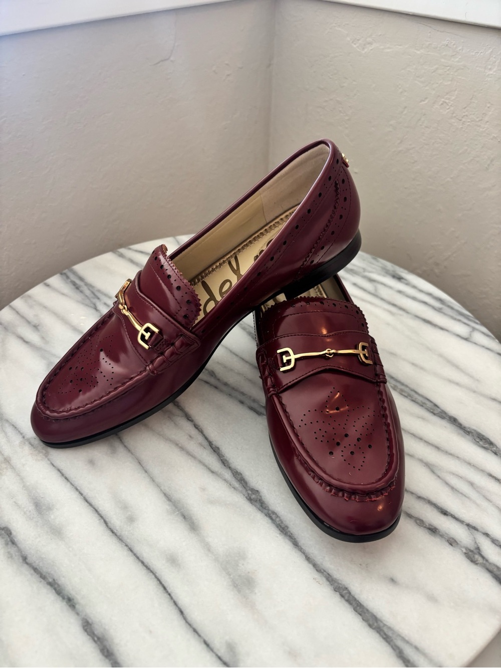 Sam Edelman Women’s Burgundy Leather Bit Loafers